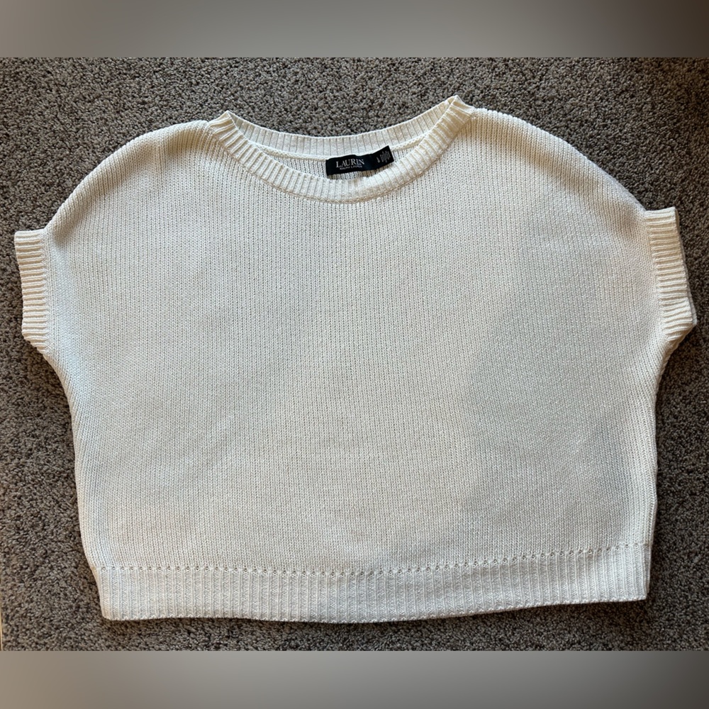 Lauren Ralph Lauren Cream Crew Neck Sweater short Dolman Sleeves